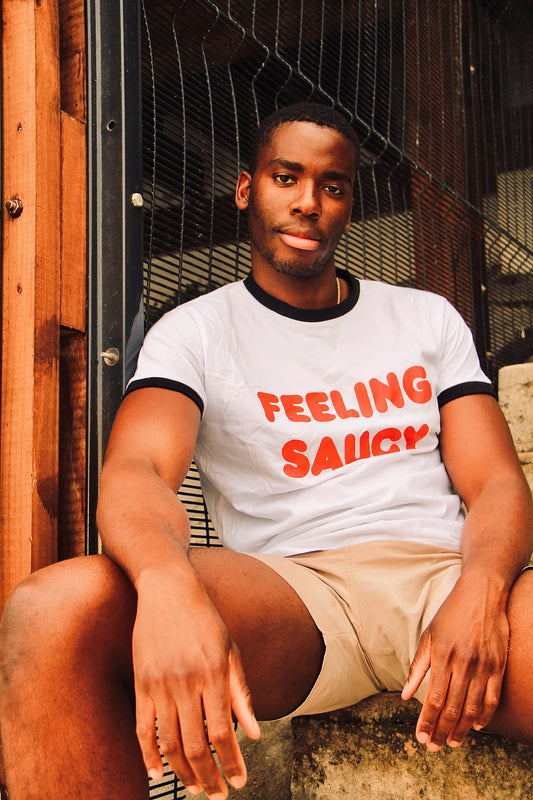 Men’s White T-shirt with Black Lining